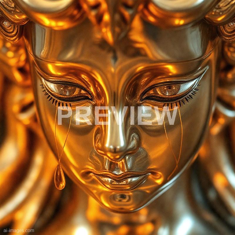 13326 - golden-tears-a-metallic-statue-reflecting-light-its-e_250705085045_00001